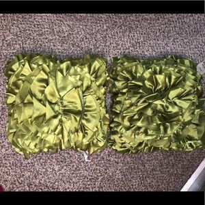 2 for 1 Green Ruffled Pillows
